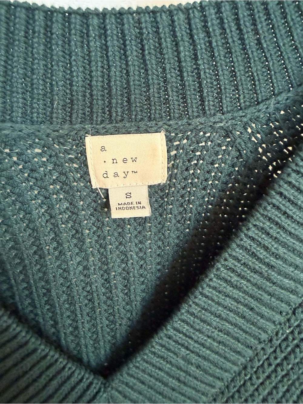 a new day Dark Green Teal V Neck Sweater Women’s Size Small - Picture 5 of 9